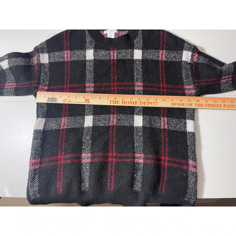 Christian Siriano New York Plaid Sweater Black Red White Medium‎ M